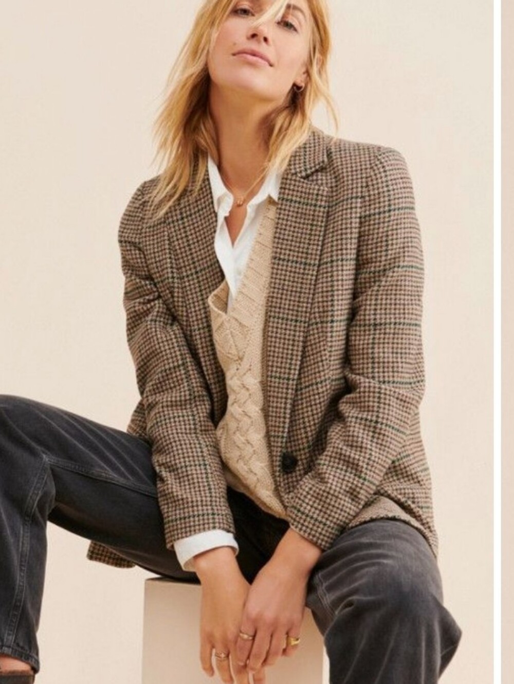 Happy Nature the fall double breasted blazer jacket oversized